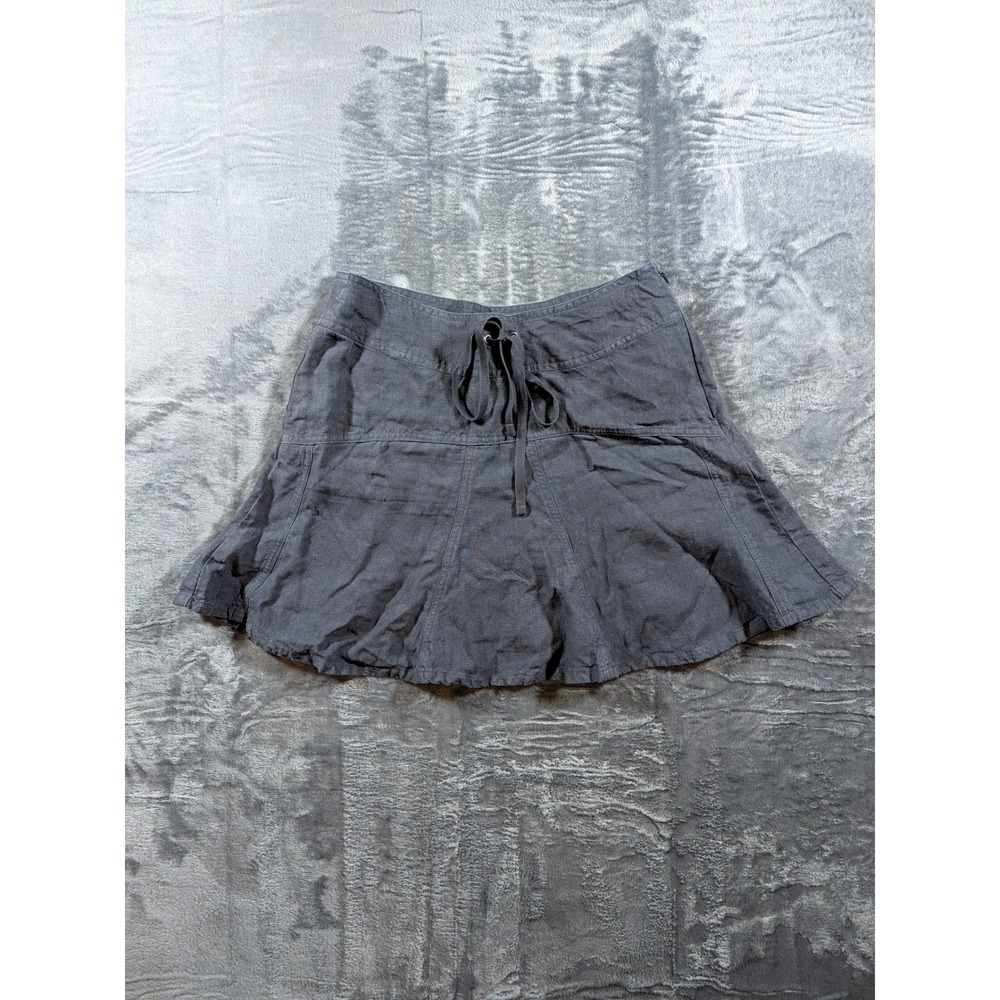 Athleta Gray 100% Linen Paneled Mini Skirt Petite 2P Side Zipper